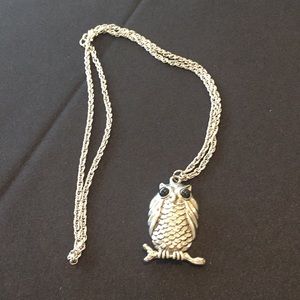 Silver Owl 🦉 Necklace w/ black detail